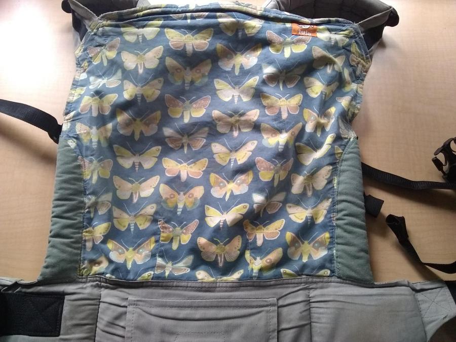 Outside view of patched baby backpack