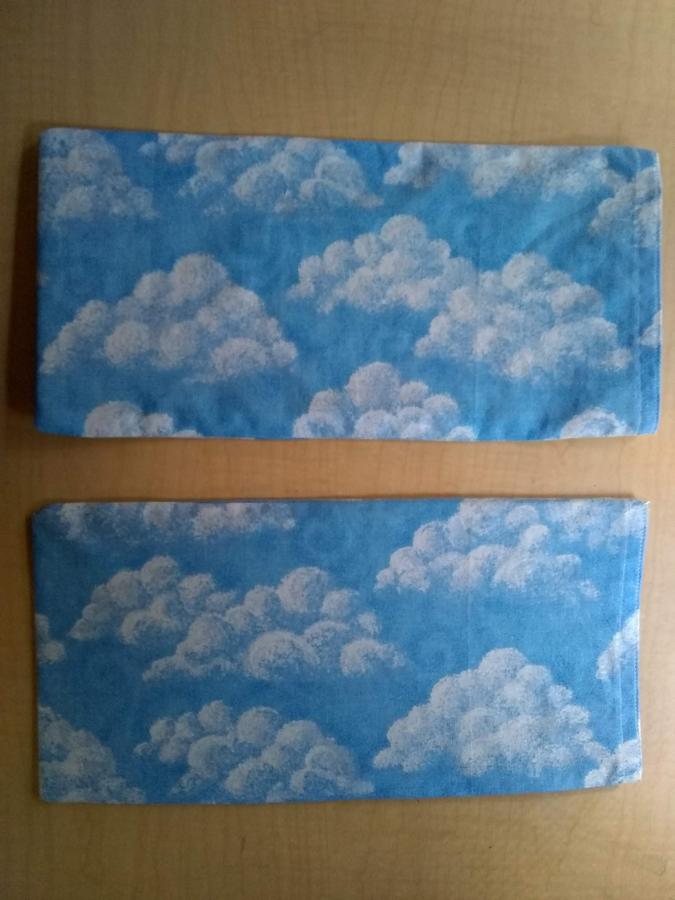 blue cloud print cloth rectangles