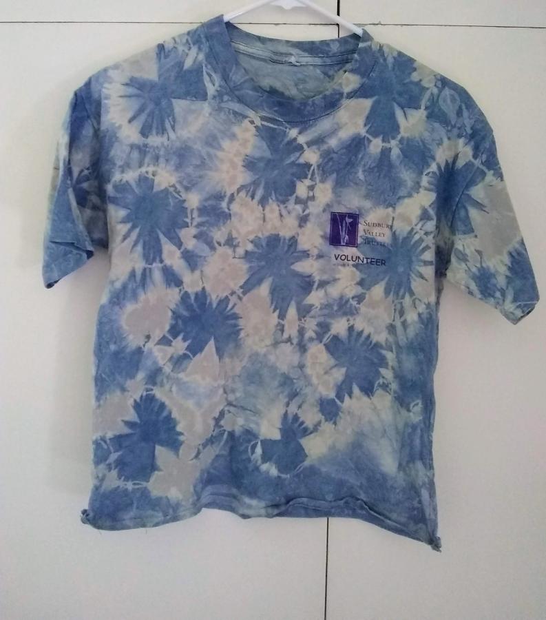 Blue/Gray tie-die t-shirt, short, with small logo